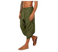 Generic Casual trousers for men check 3/4 cargo shorts Bermuda denim sweatpants men's 3/4 outdoor trousers summer chino regular slim Bermuda denim sweatpants basic vintage with belt, Army Green, XXXL