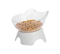 Generic Cat Bowl Adjustable Tilted Design Diet for Cat and Small Dog, Transparent and White Plastic 5.1-inch, 1 Piece