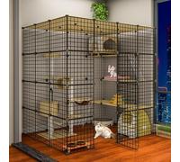 Generic Cat Cage - Cat Playpen,diy Pets Playpen, Metal Enclosure Net Exercise Yard Fence Cage Small Animals Cage with Door, White(C6)
