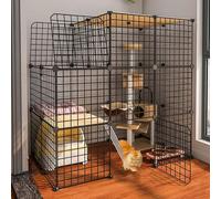 Generic Cat Cage - Cat Playpen,diy Pets Playpen, Metal Enclosure Net Exercise Yard Fence Cage Small Animals Cage with Door, White(C3)