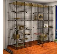 Generic Cat Cage - Cat Playpen,diy Pets Playpen, Metal Enclosure Net Exercise Yard Fence Cage Small Animals Cage with Door, White(C10)