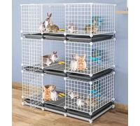 Generic Cat Cages Indoor Large Pet Crate Detachable, with Independent Tray Design, 3 Layers Rabbits Cage, Small Animal Cage/Animal Playpen, Pet Cage, Black/White, 111x39x142cm(White)