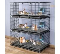 Generic Cat Cages Indoor Large Pet Crate Detachable, with Independent Tray Design, 3 Layers Rabbits Cage, Small Animal Cage/Animal Playpen, Pet Cage, Black/White, 111x39x142cm(Black)