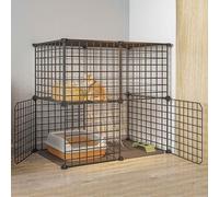 Generic Cat Cages Large Indoor/Outdoor, Metal Small Animal Cage, Multi-layer Super Large Space, Easy to Assemble Cattery, 14 Sizes, White/Black,C-39X39X47cm(B,75x39x73cm)