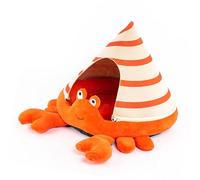 Generic Cat Cave House Cute Marine Theme Warm Semi Enclosed Cat Bed for Kitten, Crystal Super Soft Velvet, Felt (#1)