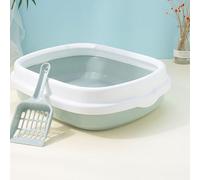 Generic Cat Litter Pan Large Spacious Easy-to-Clean Semi Enclosed Cat Poop Basin for Most Breeds with Litter Shovel, Suitable for Pet Owners, Premium PP Material (L)