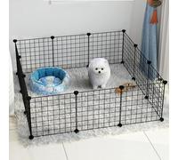 Generic Cat Playpen - Cat Cage,diy Pets Playpen, Metal Enclosure Net Exercise Yard Fence Cage with Door for Small Pets(C7+foam Floor Mat)