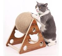 Generic Cat Scratcher Toy, Rotatable Scratching Ball, Natural Sisal And Wood Base To Grind Claws, Interactive Scratching Board Pet Toy For Cats Kittens, L(S)