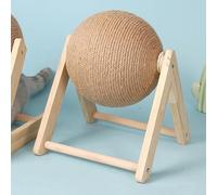 Generic Cat Scratching Ball Interactive Toy for Fun Playtime, Solid Wood Material with Sisal Rope for All Cat Breeds, 1 Piece