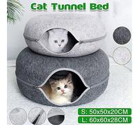 Generic Cat Tunnel Bed Durable Scratch Resistant for Indoor Cats Dual-Function Design for Cats Rabbit Small Animals Grey 20" (50cm-S)