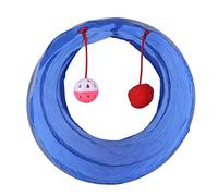 Generic Cat Tunnel Toy for Kittens 47x25cm with Tinkle Bell & Plush Ball Eco-Friendly Design Ideal for Indoor Fun (Blue)
