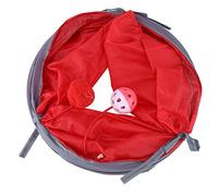 Generic Cat Tunnel Toy Kitten Playing Tube with Tinkle Bell & Plush Ball for Indoor Cats Made of Safe Eco-friendly Material Size 18.5" X 9.8" (Red)