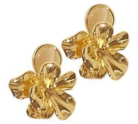 Generic Cat'S Eye Gold Flower Earrings, Vintage Hibiscus Style, Lightweight, Comfortable For Daily Wear, Sensitive Skin Friendly