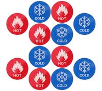 Generic Caution Hot Surface Stickers 6 Pairs Self-adhesive Acrylic Hot and Cold Water Signs Temperature Differentiation for Showers and Water Heaters, Bathroom Signs for Business Use