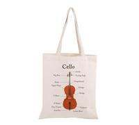 Generic Cello Instrument Anatomy Tote Bag - Medium, Unisex, Adults - Cello Enthusiasts/Cello Players - Canvas, 3D Printed Image, Machine Washable