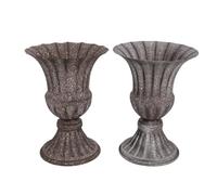 Generic Cemetery Urn Vase Elegant Iron Design Stable Flowerpot for Grave Decoration 2PCS 6.50x8.86x5.20in (Dark Gray)