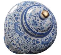 Generic Ceramic Blue and White Porcelain Tea Canister Multi-Function Storage Jar with Chinese Pattern for Tea and Candy Storage