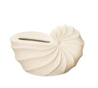 Generic Ceramic Tissue Box With Artistic Conch Sculpture Design Premium Textured Surface For Standard Pull Out Tissues Space Saving Holder Suitable For Desk Side Table Countertop, Sand Glaze White
