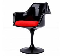 Generic Charming 1:6 Scale Dollhouse Rotating Chair Spinning Goblet Base for Dollhouse Decor Kids Room Plastic Fabric 1 Unit (Black Red)