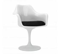 Generic Charming 1:6 Scale Dollhouse Rotating Chair Spinning Goblet Base for Dollhouse Decor Kids Room Plastic Fabric 1 Unit (White Black)
