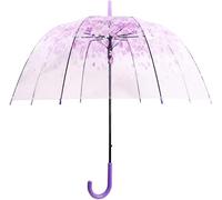 Generic Cherry Blossoms Umbrella Cute Clear Bubble Umbrella Transparent Dome Semi-Automatic Sunny Umbrella for Kids Girls Boys Women Romantic Windproof Wedding Decoration Umbrella (Purple), large