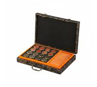 Generic Chess Board Game Brass Chinese Chess Set Board Pieces Strategy Set With Engraved Brass Chessmen And Wood Board Storage Box Suitable for office play home decor collectors, Small