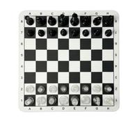 Generic Chess Board Set Educational Transparent Plastic Checkers Game for Family & Kids 24cm Travel Friendly (Black White)