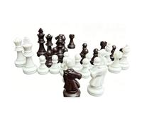 Generic Chess Piece Set for Family Fun 32 Chessmen with Brown and White Pieces for All Skill Levels Made of PS Material (49mm)