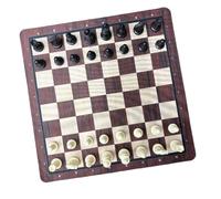 Generic Chess Set Imitation Wood Grain Board Game Educational Strategy for Kids and Adults 13.78in with 32 Chess Pieces (Black Beige)