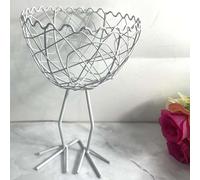 Generic Chicken Wire Egg Basket Egg Holder Farmhouse Rustic Vintage Rooster Decor Chicken Shaped Egg Basket Fruit Storage Wire Basket For Collecting And Countertop Storing Egg (White A)