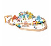 Generic Children Building Blocks Electric Toy Train Wooden Track DIY Playset Creative City Construction Educational Vehicle Pretend Play Set Suitable for Child Interaction Home Entertainment