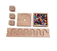 Generic Children Building Blocks Wooden Ball Track With Carved Channels Interlocking Blocks And Square Base For Stable Pathways Beech Wood With Smooth Rounded