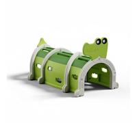 Generic Children Play Tunnel Crawl Tube Climbing Tunnel Tube With Connected Sections For Hands On Exploration suitable for playroom indoor activity, Green, Crocodile Tunnel 3 Sections