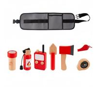 Generic Children Pretend Play Wooden Firefighter Role Play Set With Axe Communication Device Flashlight Compass Portable Tool Belt educational toys suitable for group activities playdates