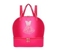 Generic Children's Ballet Backpack, Made of Soft Nylon, with A Separate Compartment for Sports Shoes, Rose Red