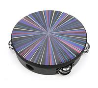 Generic Children's Double Handheld Tambourine Instrument, 8 Inch Polyester Drum Skin, Comfortable Grip, Cultivate Color Cognition (colorful ray)