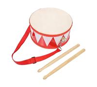 Generic Children's Percussion Drum, Double-Sided Hand Instrument, Wood And Metal Educational Toy for Musical Initiation, School Activities, Parties, And H, red