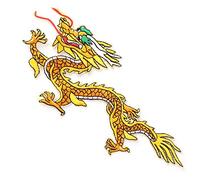 Generic Chinese Dragon Embroidered Patch Stylish DIY Cloth Sticker for Decorating Clothing and Accessories Yellow 18cm