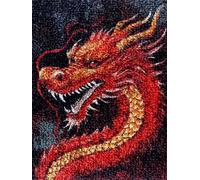 Generic Chinese Dragon Latch Hook Kits Rug DIY Cushion Tapestry Making Crochet Hook Mat Making Kits Color Preprinted Pattern Canvas DIY Carpet Needlework Crochet Kits 52x38cm (series-9)