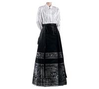 Generic Chinese Horse Face Skirt Ming Dynasty Horse Face Skirt Hanfu Flower Print Tie Up Long Swing Pleated Maxi Skirts Black