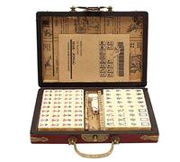 Generic Chinese Mahjong Set | 144 Tiles, Full Size With Antique Leather Case, Travel Mahjong Set, Portable, English Manual