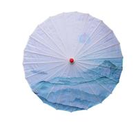 Generic Chinese Oiled Paper Umbrella Parasol Oriental Decorative Parasol Satin Wooden Craftwork Rainproof Ancient Dance Umbrella Classical Style Suitable for, J