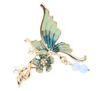 Generic Chinese Style Butterfly Brooch Pin with Enamel and Light Green Color, Coat Accessory Lapel Jewelry for Women and Men, Decorative Suit Brooch with Tassel for Dresses and Collars