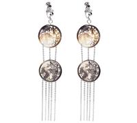 Generic Chinese Style Clip-On Earrings, 6.5 In Shell Tassel Jewelry, Elegant White Gold Dangle Earrings