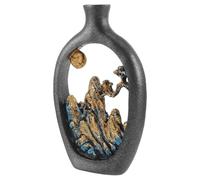 Generic Chinoiserie Flower Vase Resin Mountain Design Sturdy Oriental Decorative Pot for Living Bedroom Shelf Home Decor Vintage Chinese Handmade Arrangement