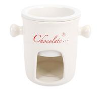 Generic Chocolate Melting Ceramic Cup Elegant Sweet Fondue Mug with Fork for Ice Cream Cheese Tealight Heating Great for Cozy Nights in Premium Material Suitable for Parties Size: Approx. 31.5oz