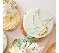 Generic Christening Dove Cookie Stamp Fondant Embosser with Square Cookie Cutter