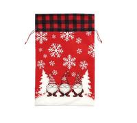 Generic Christmas Bag with Drawstring, Large 37x56cm Festive Flannel Storage Sack for Santa Gifts, Kids Presents, Holiday Treats, Featuring Reindeer, Sleigh Print Designs (C)