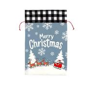 Generic Christmas Bag with Drawstring, Large 37x56cm Festive Flannel Storage Sack for Santa Gifts, Kids Presents, Holiday Treats, Featuring Reindeer, Sleigh Print Designs (D)