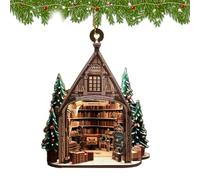Generic Christmas Bookshop Hanging Ornament, Book Tree, Book Lover Gift, Acrylic & Paper, Christmas Decoration